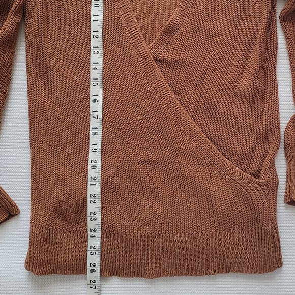 Forever 21 Sweater Womens Small Brown Faux Wrap V-Neck Casual Autumn - Picture 3 of 9